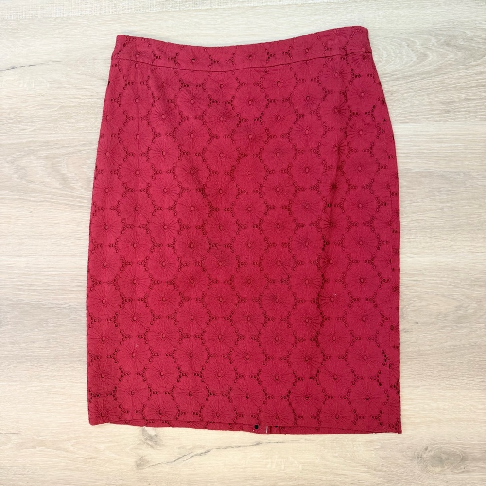 J.CREW The Pencil Skirt Pink Lace Floral Overlay Knee Length Sz 2 Romantic NWT